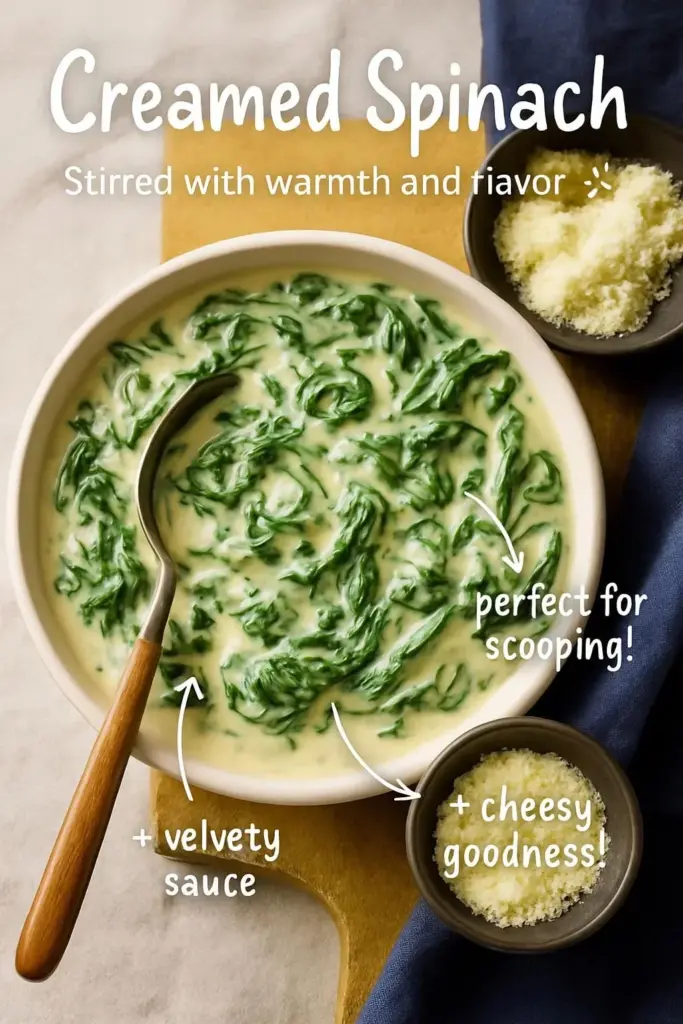 Delicious creamy spinach dish served in a bowl