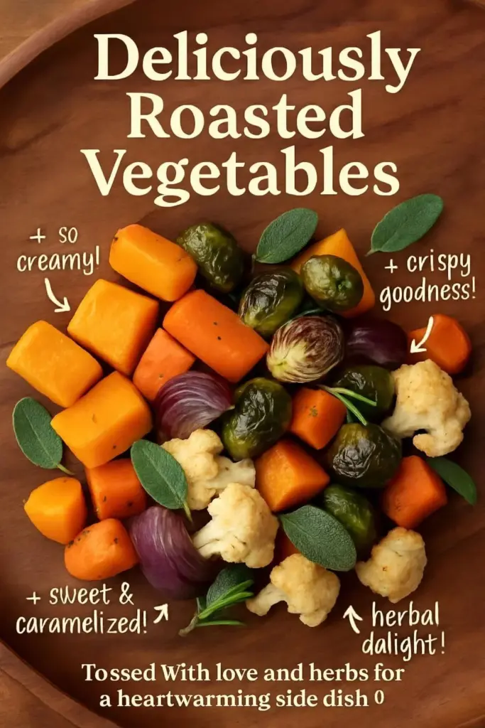 Bowl of deliciously roasted vegetables including carrots, bell peppers, and zucchini.