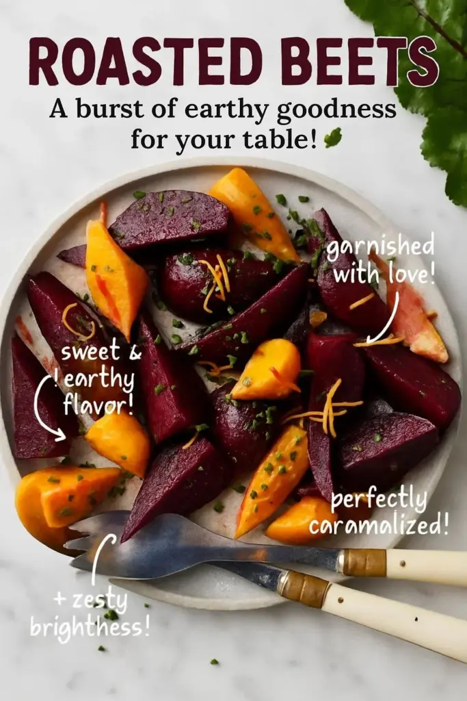 A vibrant bowl of roasted beets garnished with herbs and spices.