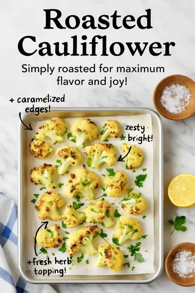 Delicious roasted cauliflower served as a healthy side dish.
