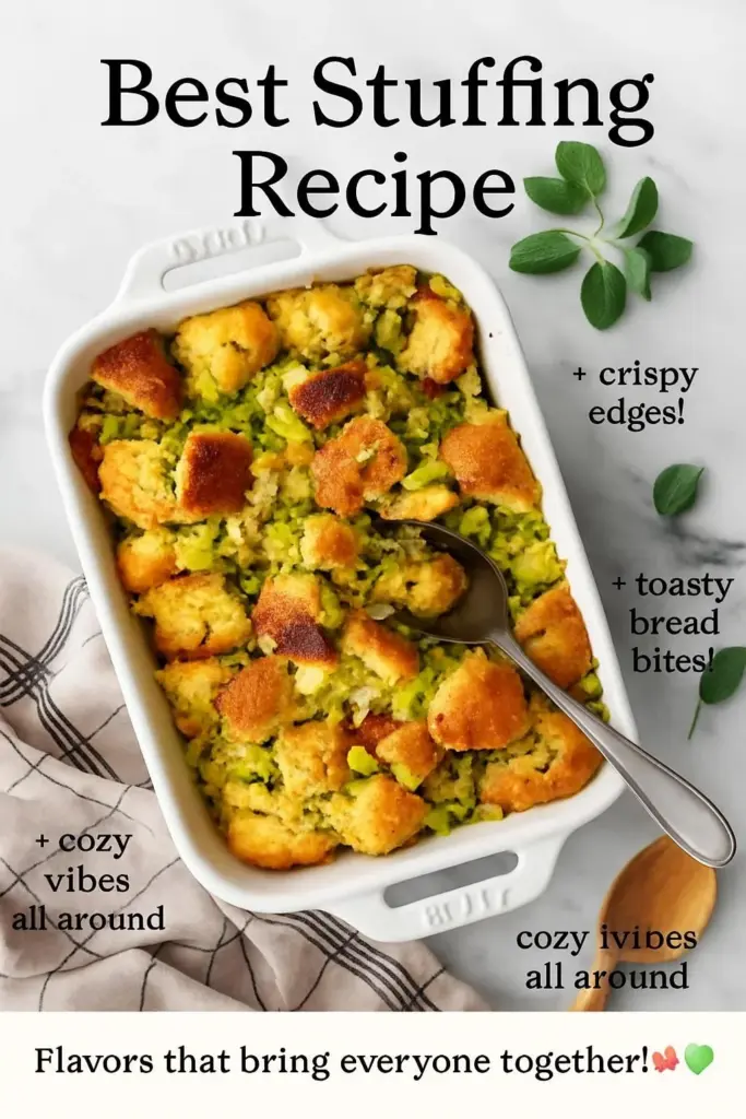 Delicious homemade sourdough stuffing prepared for a festive holiday meal