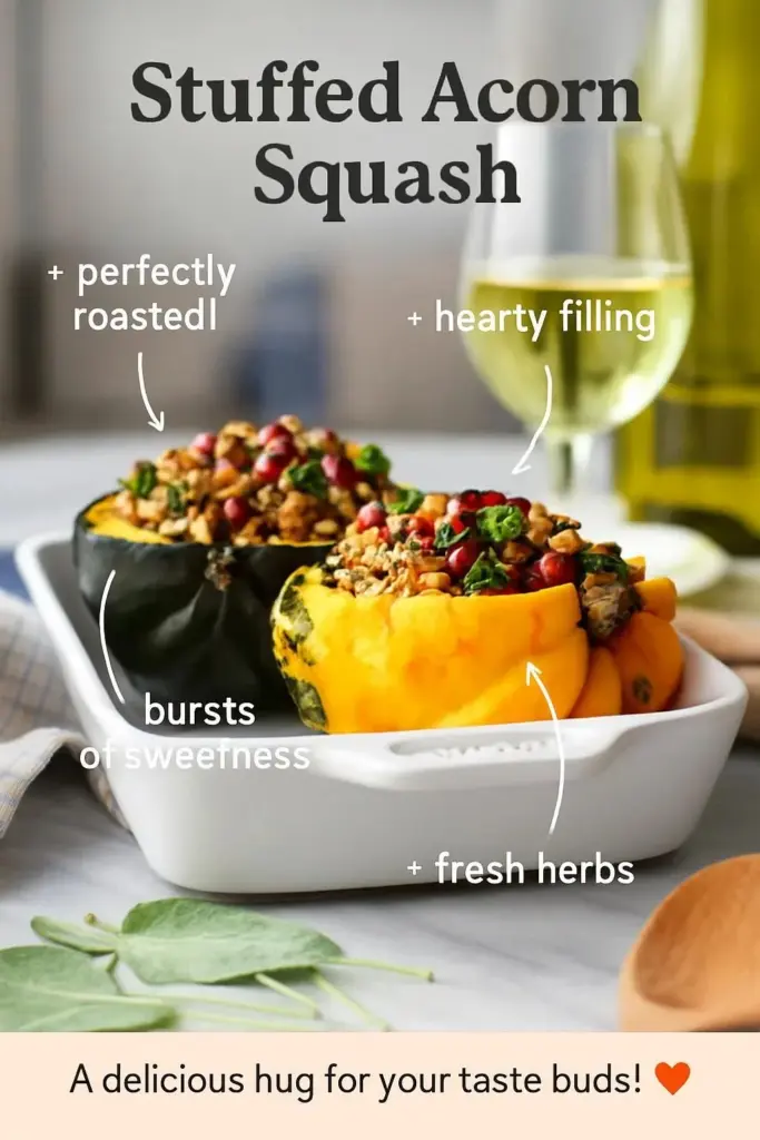 Delicious stuffed acorn squash filled with savory ingredients
