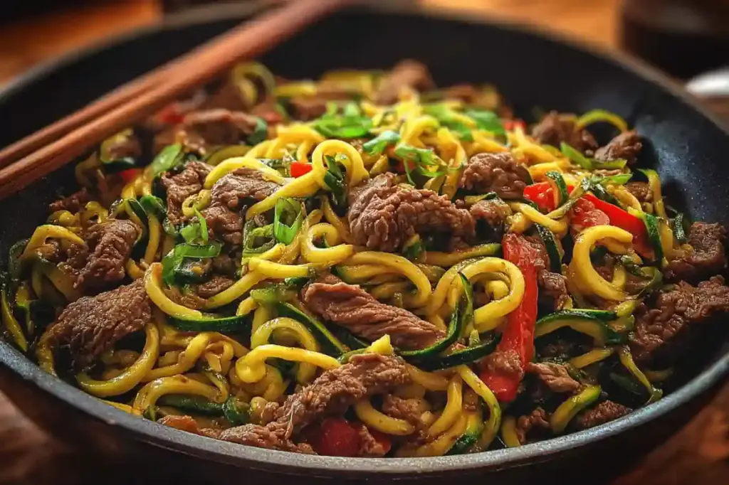 Beef Zucchini Noodle Stir Fry