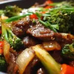 Beef Stir-Fry Bowl with fresh vegetables and tender beef slices