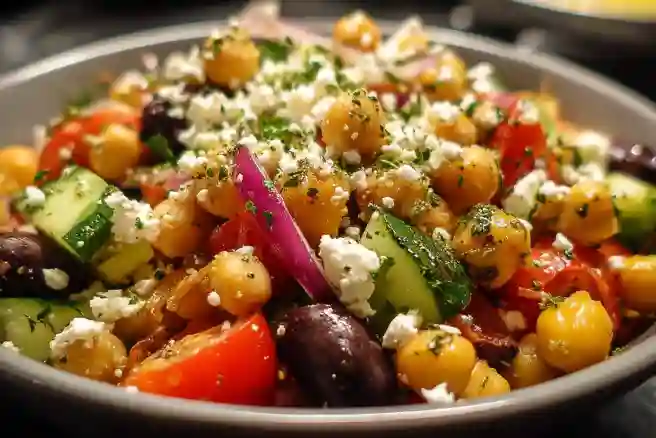 Chickpea Salad with Feta and Olives