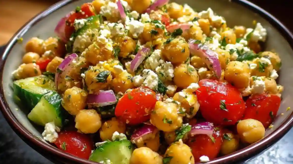 Chickpea Salad with Feta and Olives