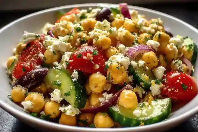 Chickpea Salad with Feta and Olives