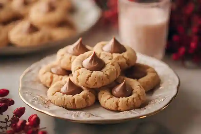 Christmas Peanut Butter Blossom Cookies