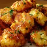 Crispy cauliflower cheese nuggets served with a dipping sauce