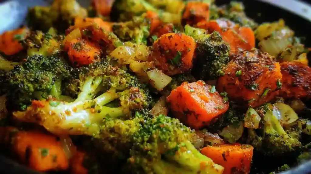 Delicious crunchy broccoli carrot hash served in a bowl