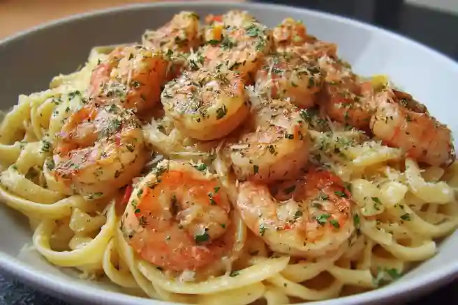Easy Garlic Parmesan Shrimp Pasta