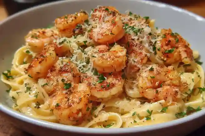 Easy Garlic Parmesan Shrimp Pasta