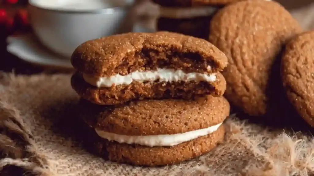 Gingerbread Cheesecake Cookies on a festive plate