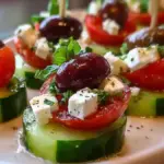 Mini Greek Salad Bites with fresh vegetables and feta cheese
