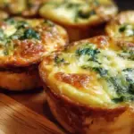 Freshly baked mini spinach quiches served on a platter