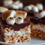 Delicious Monster Marshmallow Bars topped with colorful sprinkles and gooey marshmallows