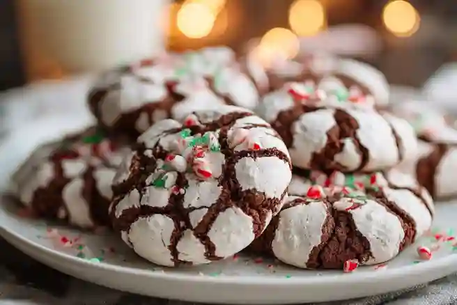 Peppermint Mocha Crinkle Christmas Cookies