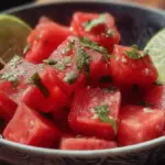 Refreshing watermelon lime bowl with fresh watermelon and lime slices