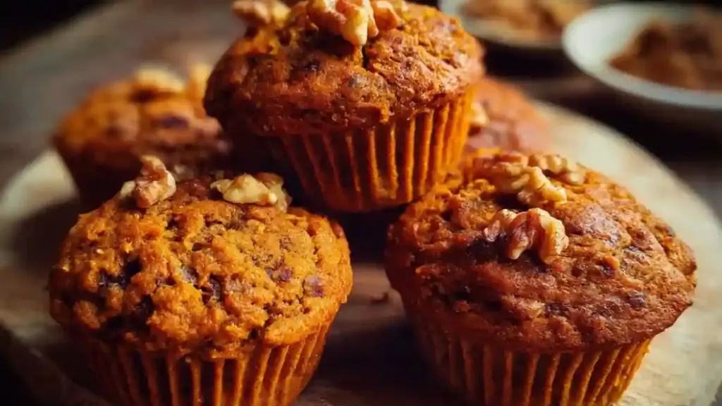 Wholesome pumpkin walnut muffins baked to perfection for a healthy snack.