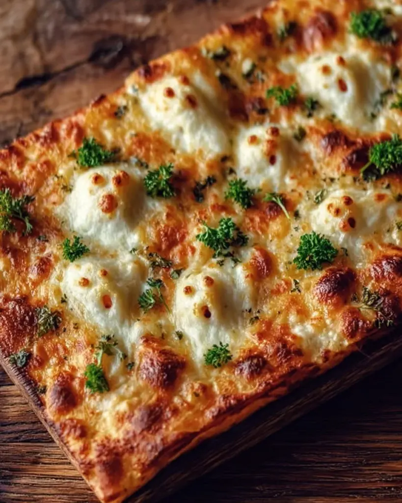 Cemetery Flatbread Pizza topped with fresh ingredients.