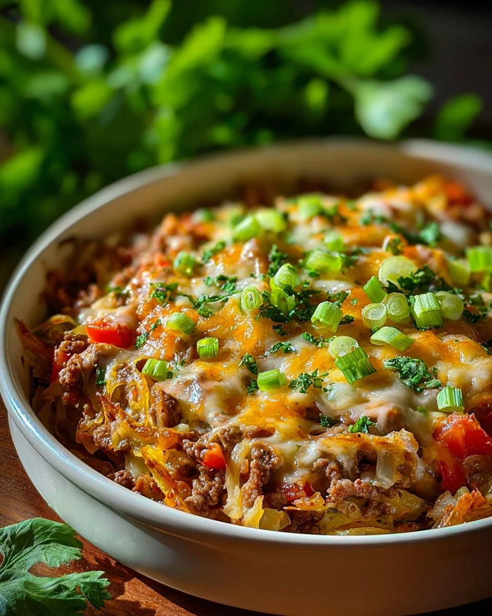 Cheesy Cabbage Beef Casserole