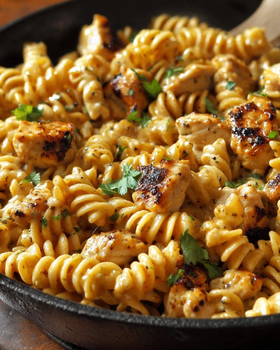 Cheesy Cajun Garlic Chicken Rotini Skillet