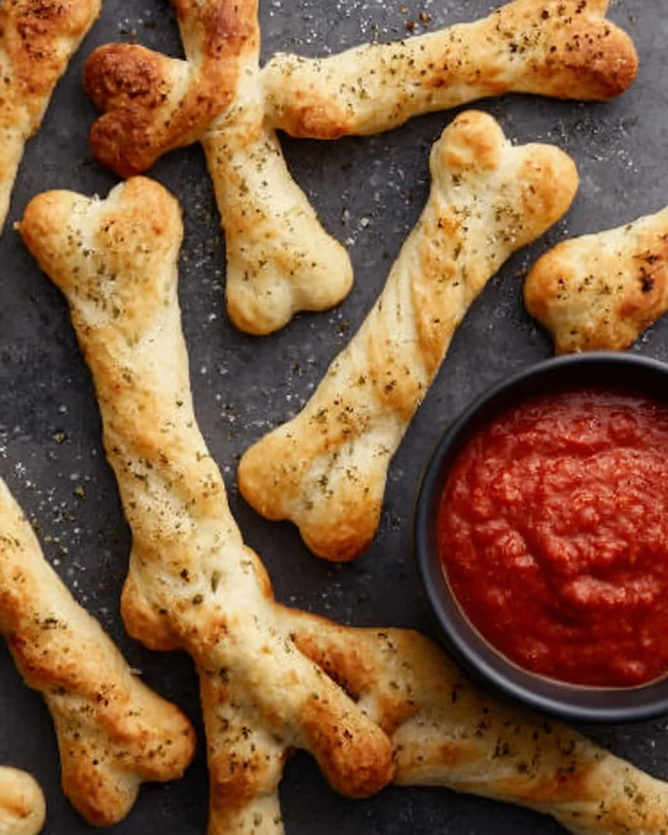 Cheesy Halloween Breadstick Bones