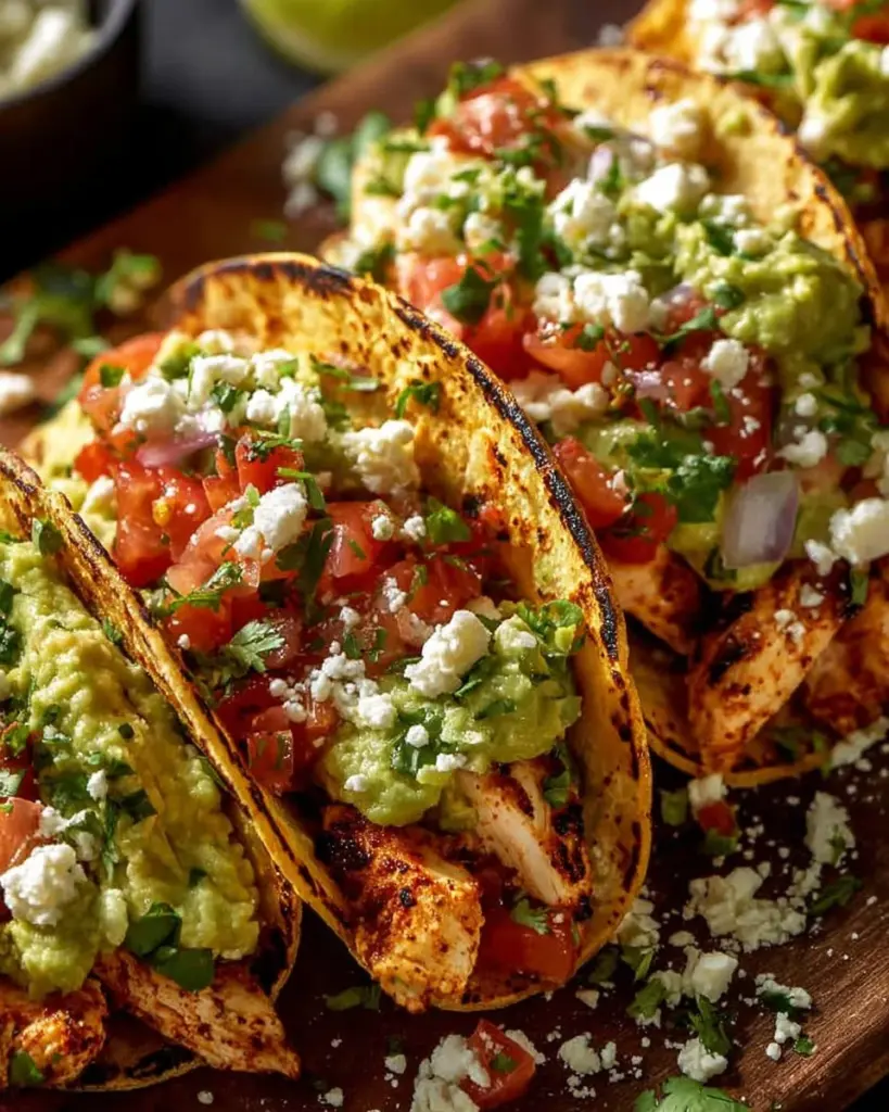 Mouthwatering Chicken Street Tacos topped with fresh cilantro and lime