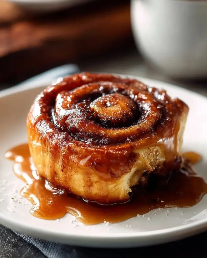 Delicious cinnamon rolls topped with apple cider glaze