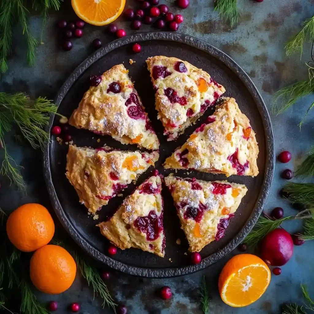 Freshly baked Cranberry Orange Scones with cranberries and orange zest