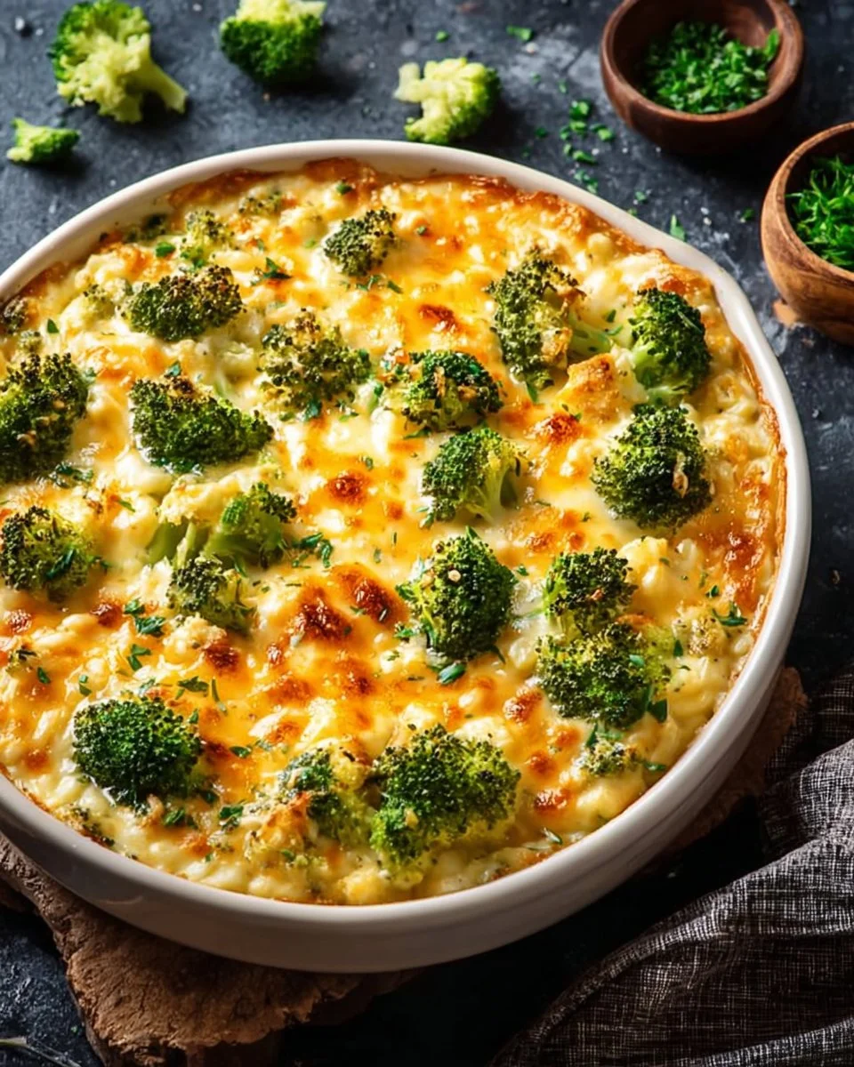 Creamy Chicken Broccoli Rice Cheese Casserole