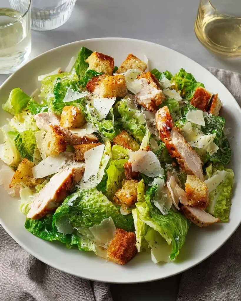 Delicious and easy Chicken Caesar Salad with fresh ingredients