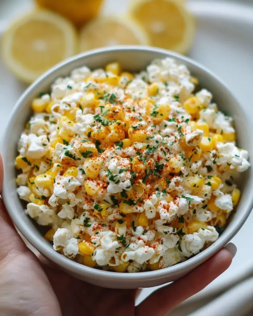 Delicious bowl of easy Mexican street corn dip garnished with cilantro and feta cheese