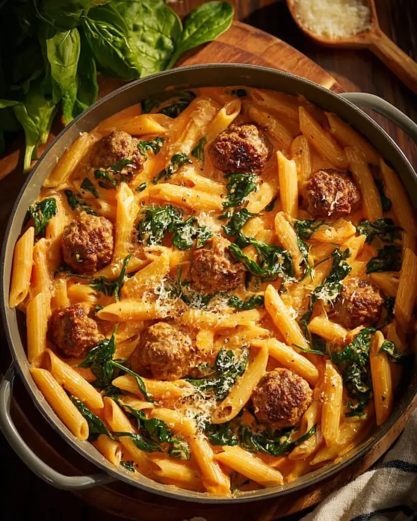One Pot Creamy Cajun Sausage Pasta in a creamy sauce with sausage and spices