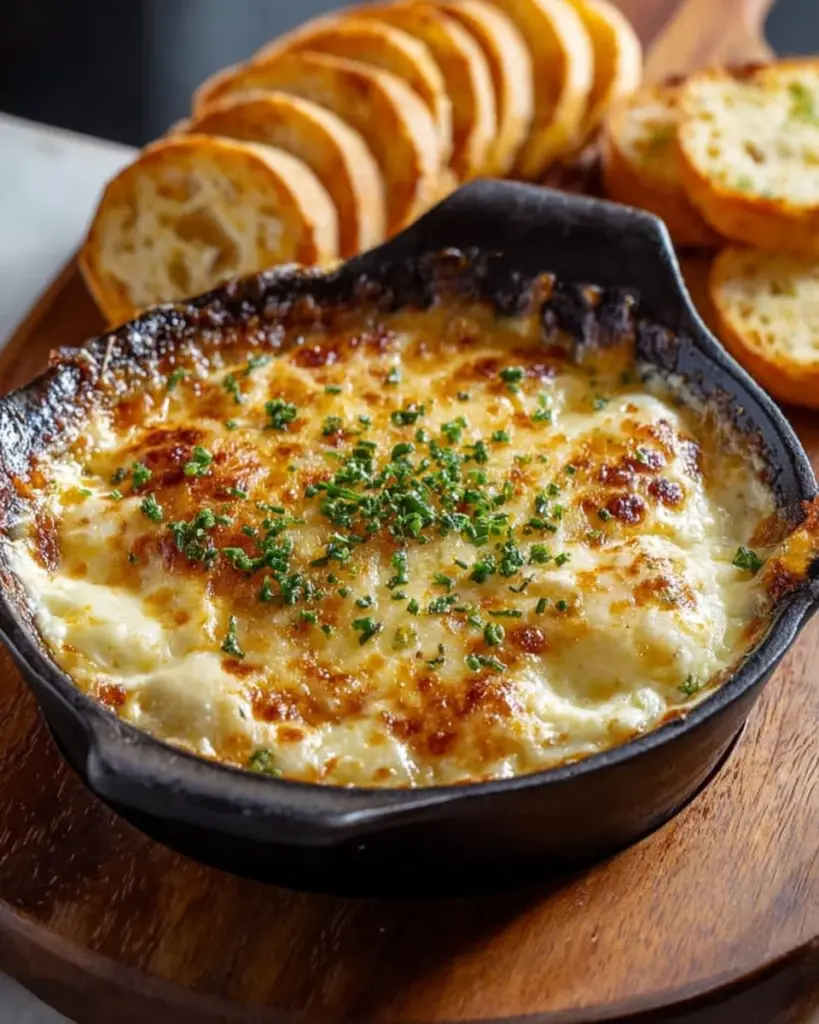 Creamy Onion and Gruyere Cheese Dip served with fresh vegetables