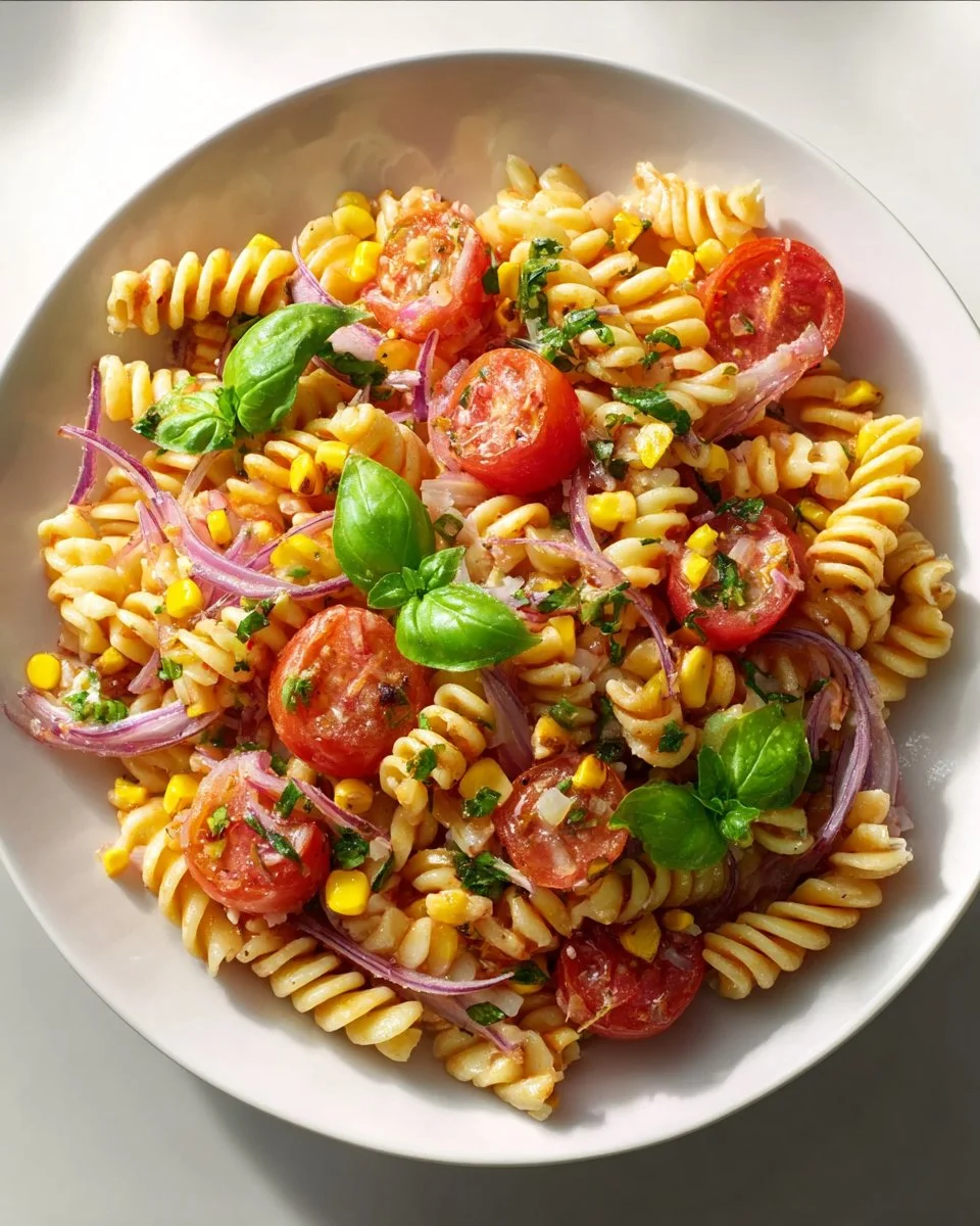 Roasted Corn and Tomato Pasta Salad