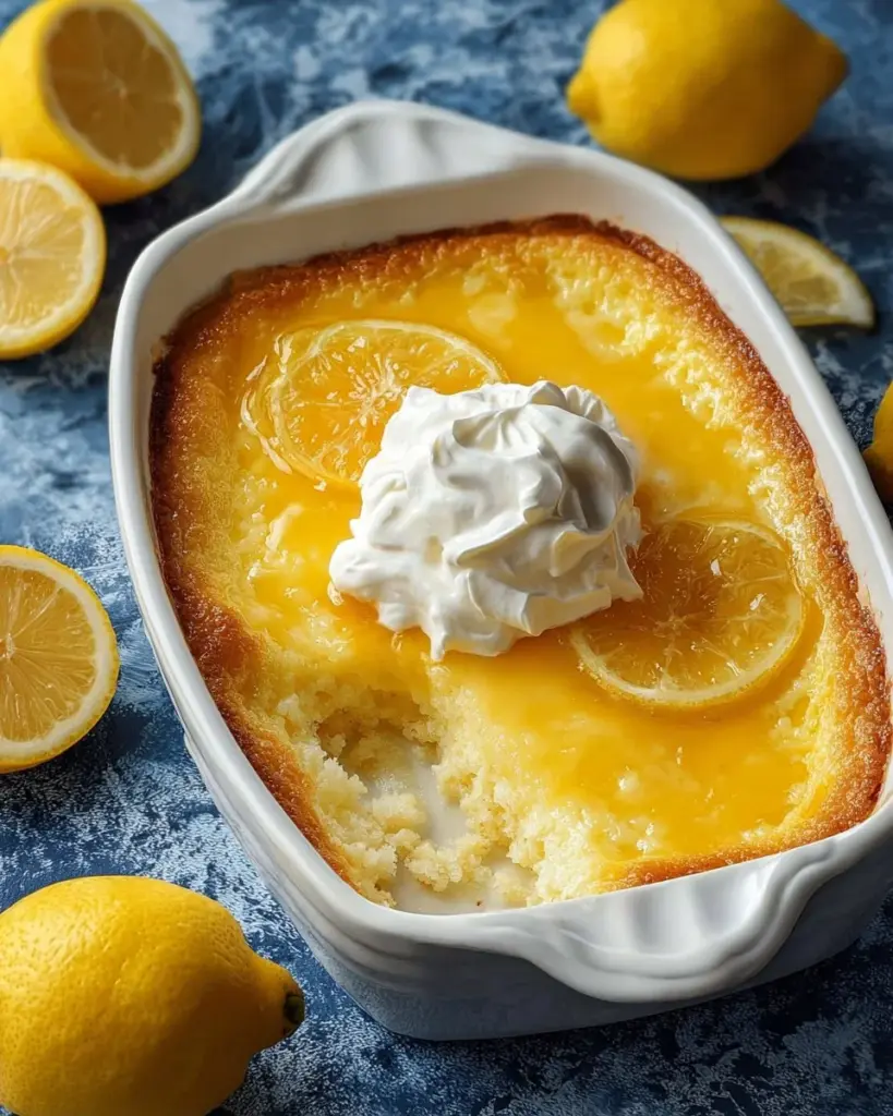 4-Ingredient Lemon Cream Cheese Dump Cake ready to serve