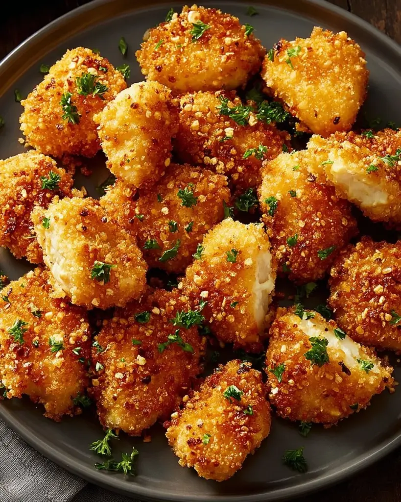 Air Fryer Ranch-Crusted Chicken Bites served with dipping sauce