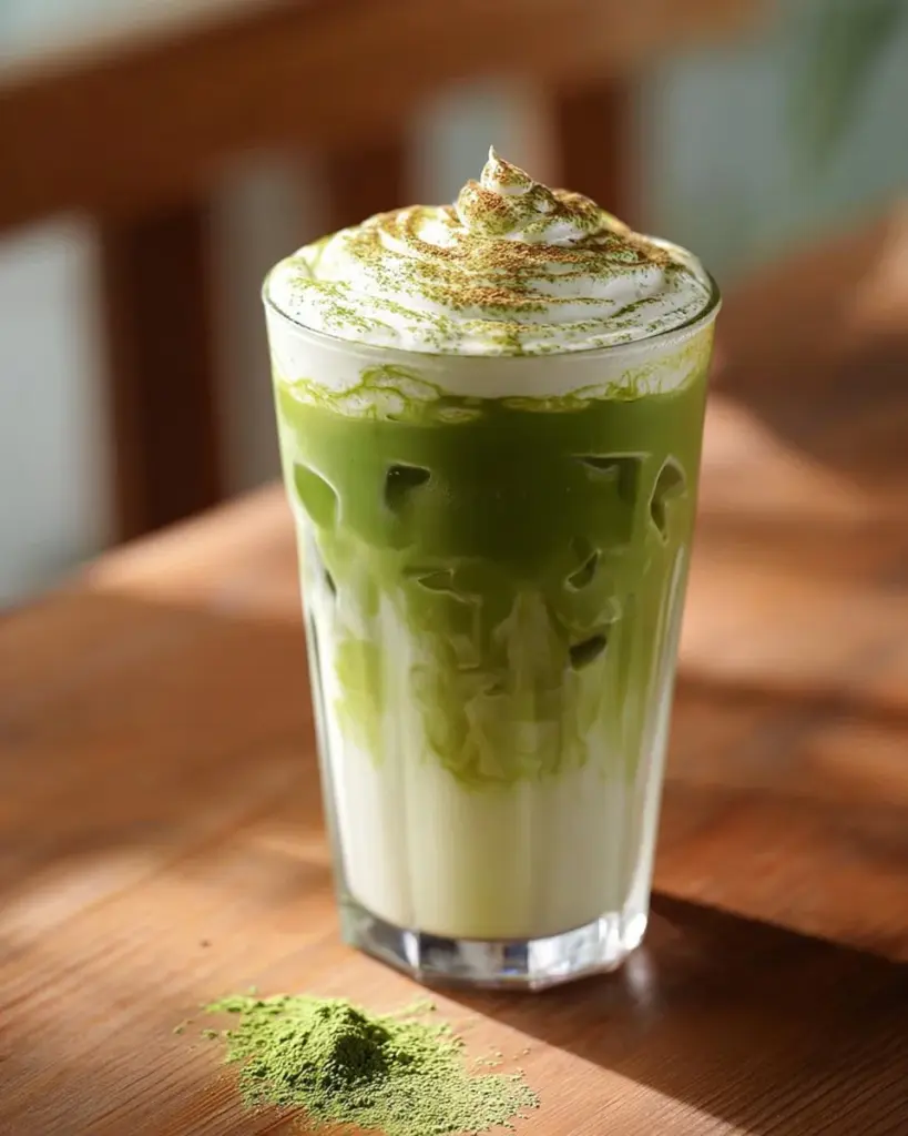 Homemade Iced Matcha Latte inspired by Starbucks recipe
