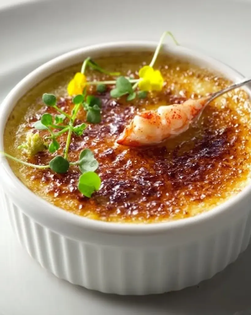 Delicious Crab Brûlée topped with a crispy caramelized crust