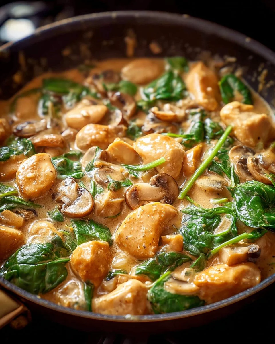 Creamy Chicken Mushroom Spinach Skillet
