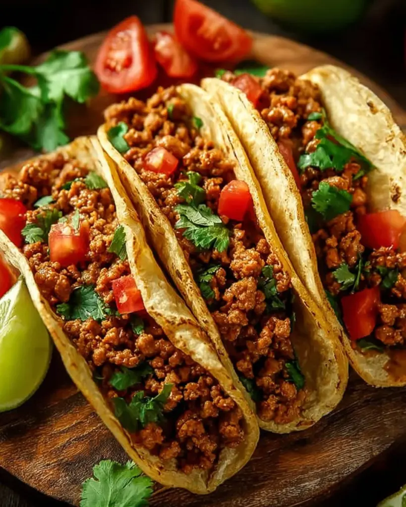 Healthy ground turkey tacos served with fresh toppings and ingredients