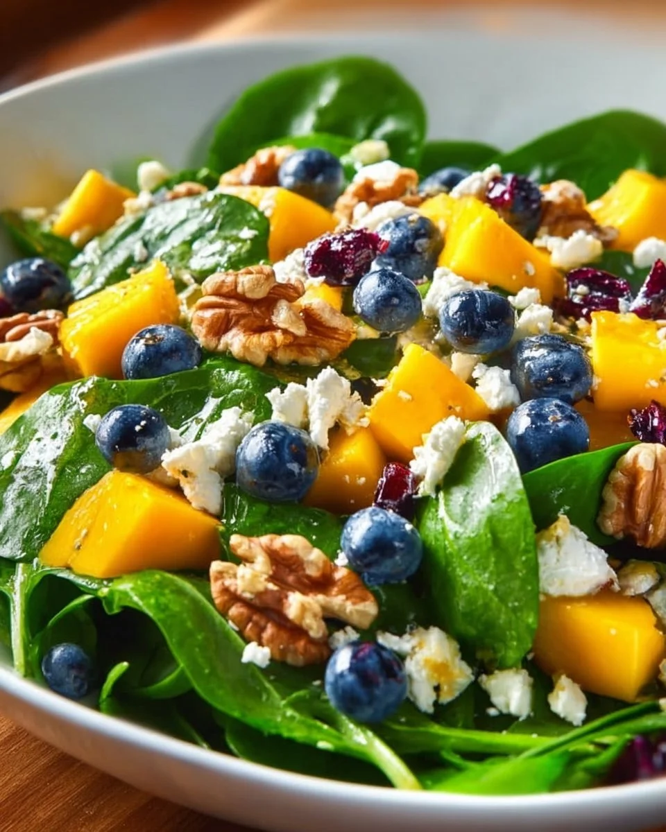 Mango Salad with Spinach and Blueberries