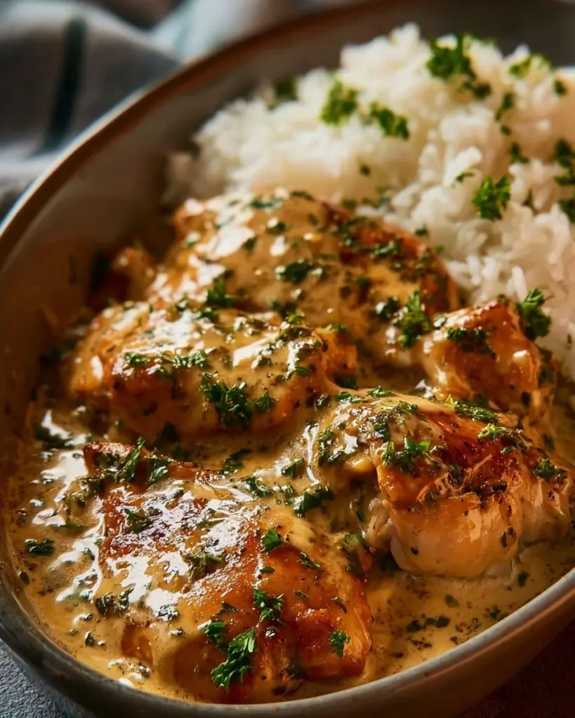 Delicious melt in your mouth chicken served with fresh herbs and vegetables