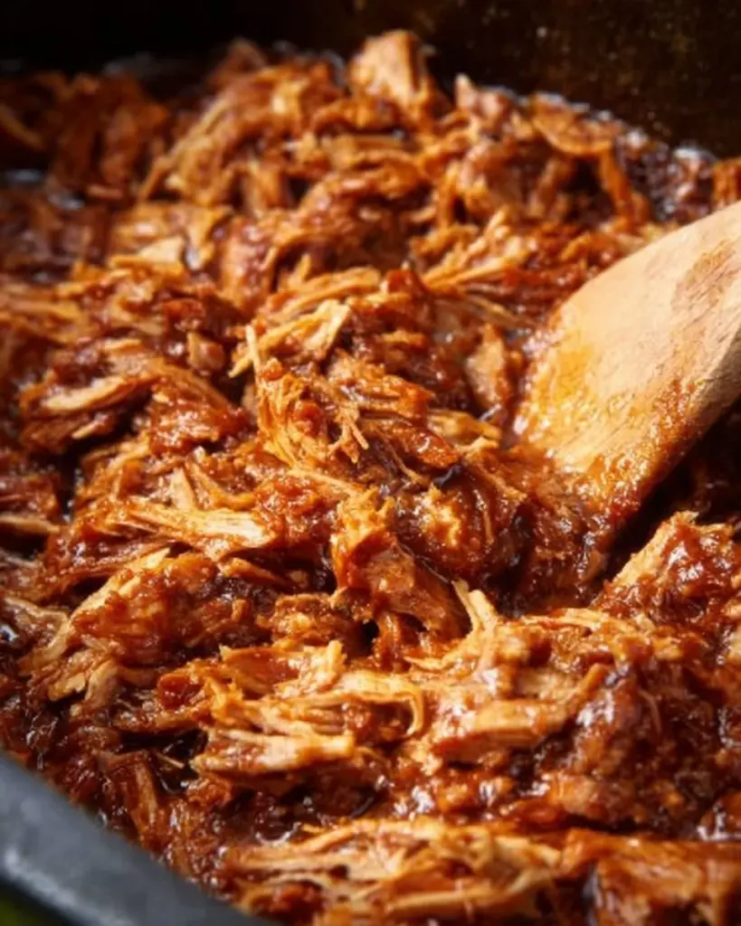 Delicious pulled pork served with sauces and sides.