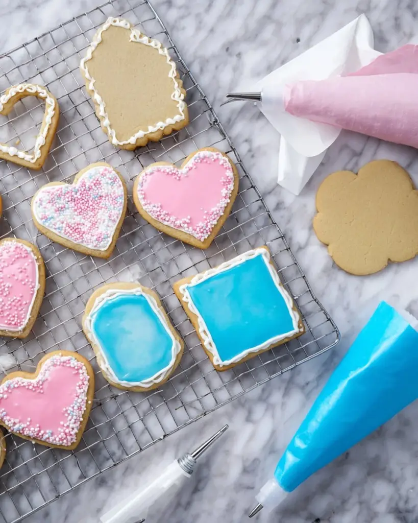 Beautifully decorated cookies with royal icing designs