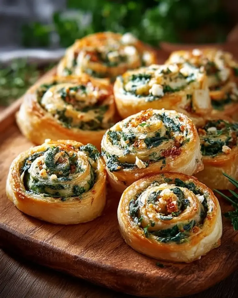 Savory spinach feta and pinwheels ready to serve as a delightful appetizer.