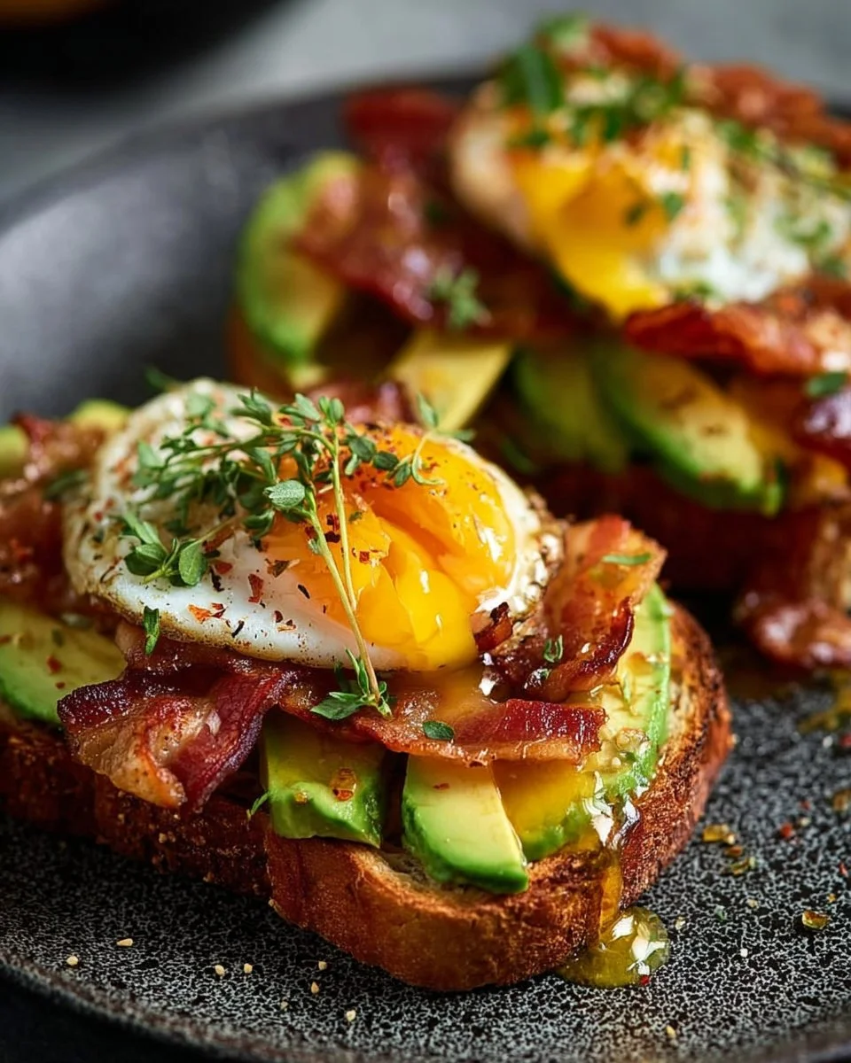 Avocado Bacon and Egg Toasts