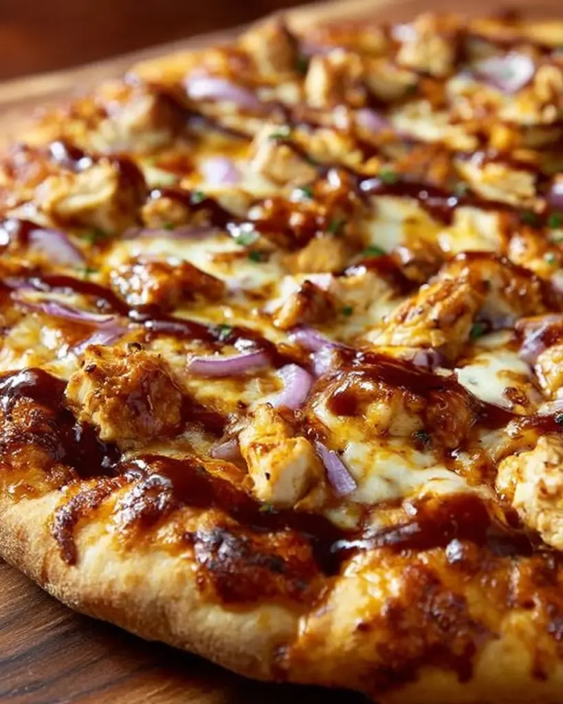 Delicious BBQ Chicken Pizza with smoky chicken and cheese