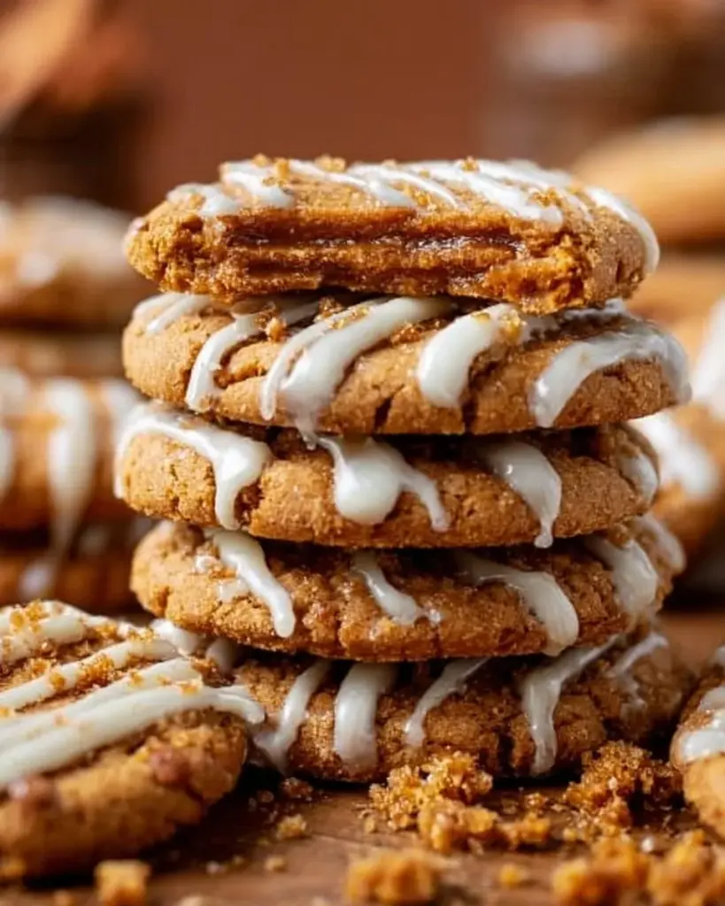 Deliciously baked Biscoff cookies arranged on a plate